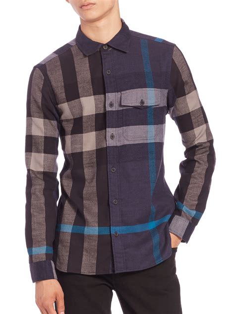 burberry canvas blue shirt|Burberry flannel shirt men's.